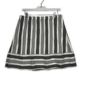 Garnet Hill Striped Organic Cotton Ruffle Skirt Women's Size L